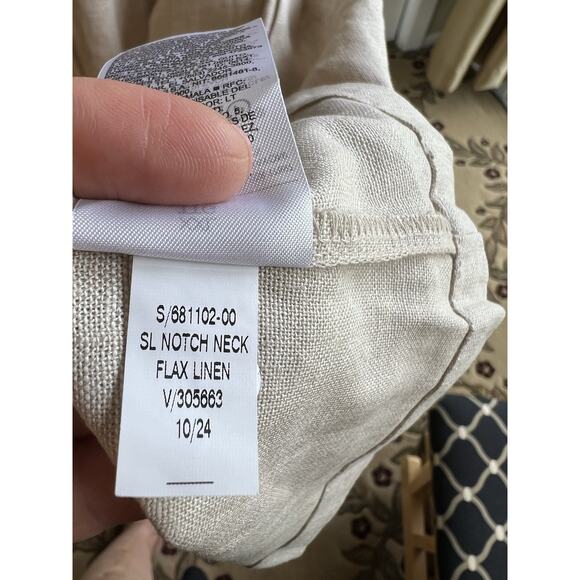 Old Navy Women's Sleeveless Flax Linen Dress smocking 2 pockets beige sz- XXL - Picture 7 of 7